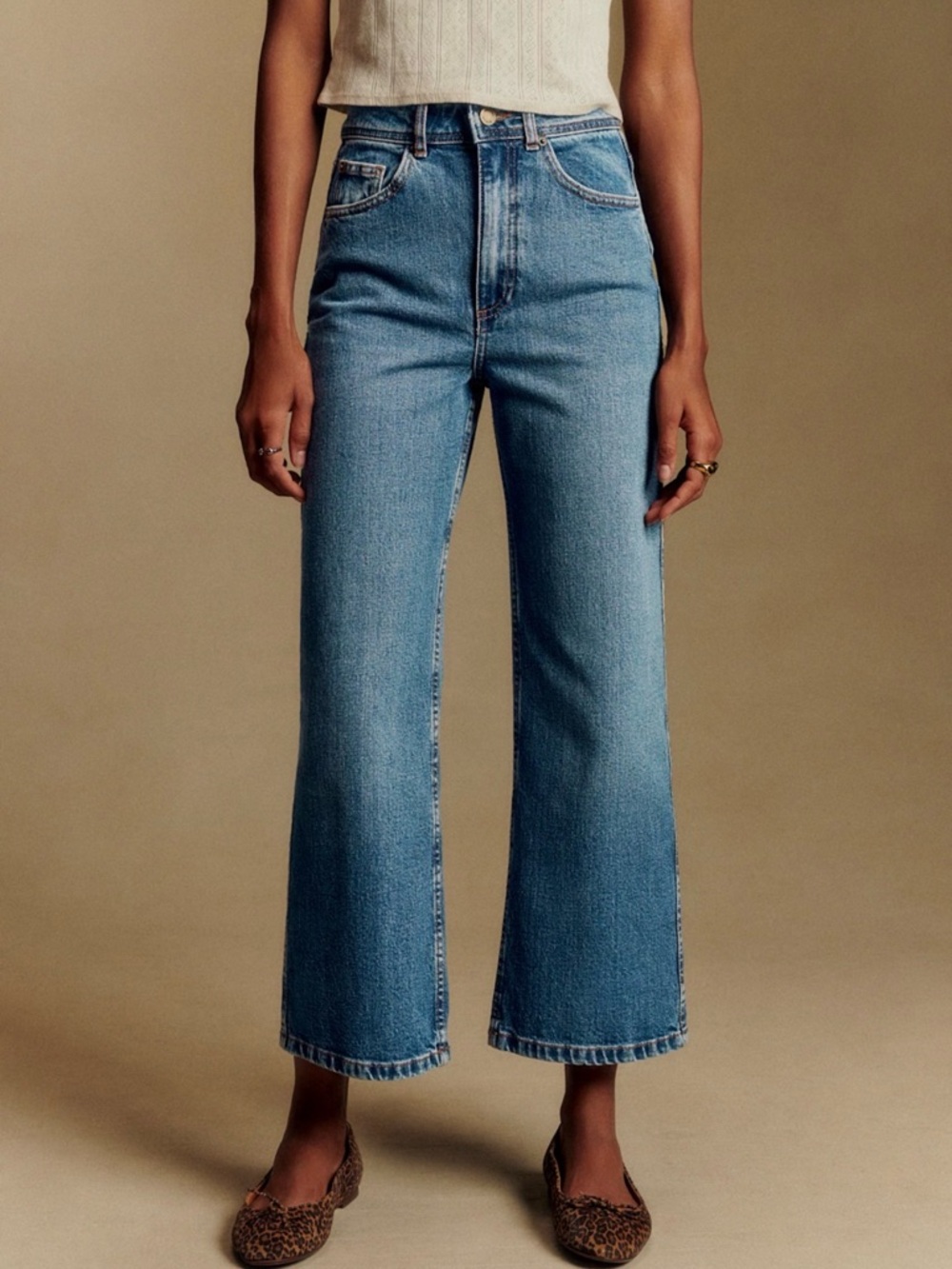 Sezane Le Crop Wide-Leg Jeans - Light Blue